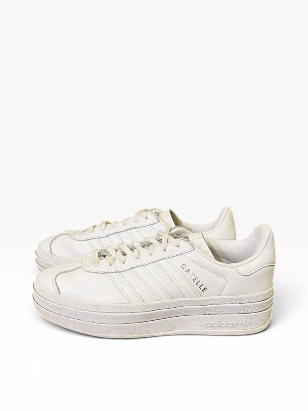 Adidas Gazelle Bold White Leather Platform Sneakers Women’s Size 6.5